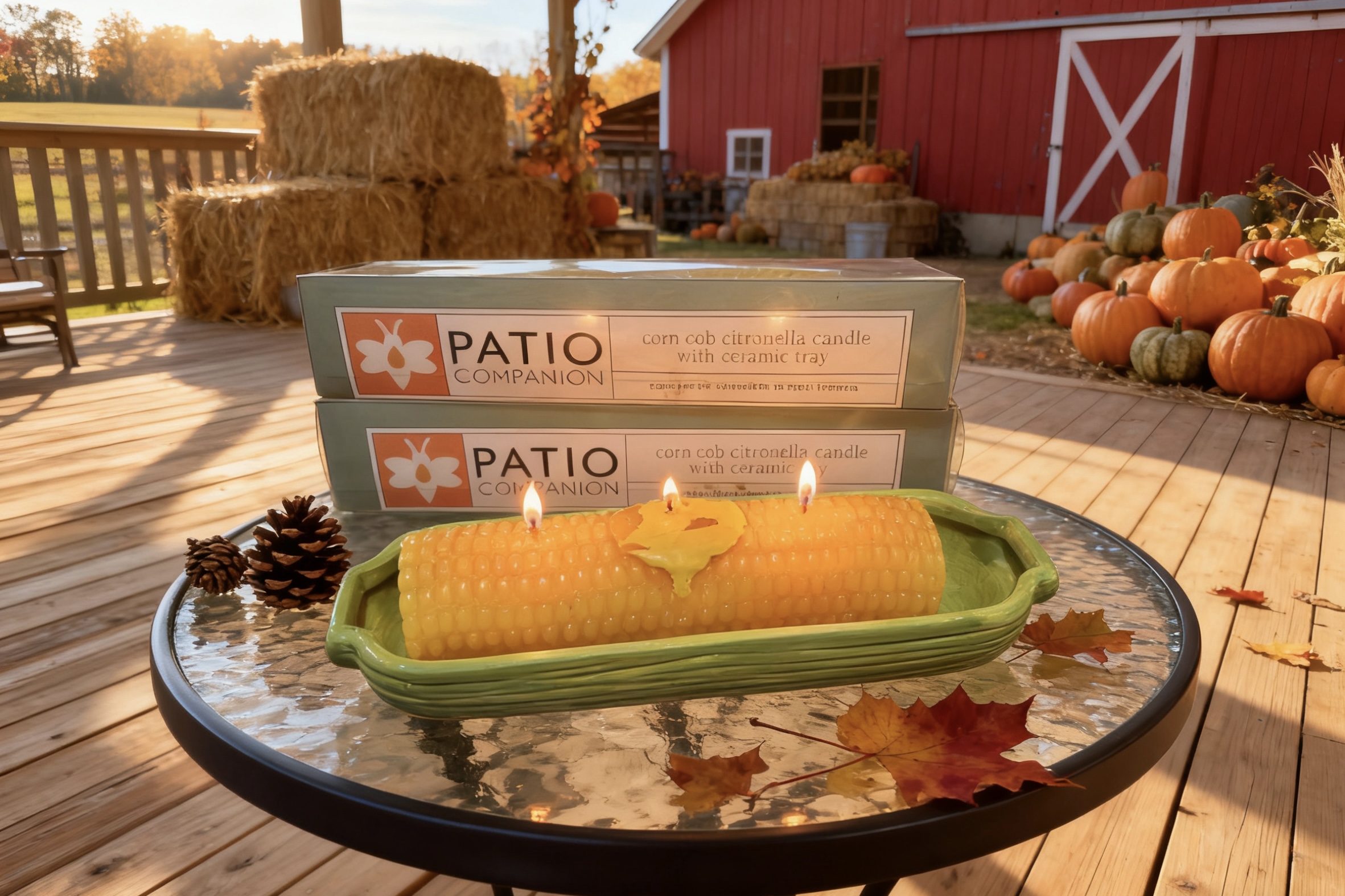 Corn Shaped Candle in Cermiac Holder